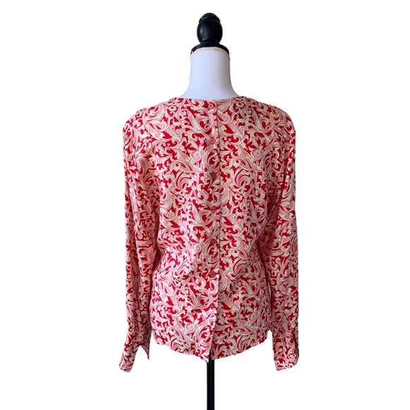 MISS SOPHISTICATES BY PENDLETON RED PAISLEY TUNIC BLOUSE - Picture 5 of 10